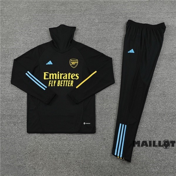 Foot Maillot Pas Cher Ensemble Complet Sudadera Entrainement Arsenal 2023 2024 Noir I Jaune