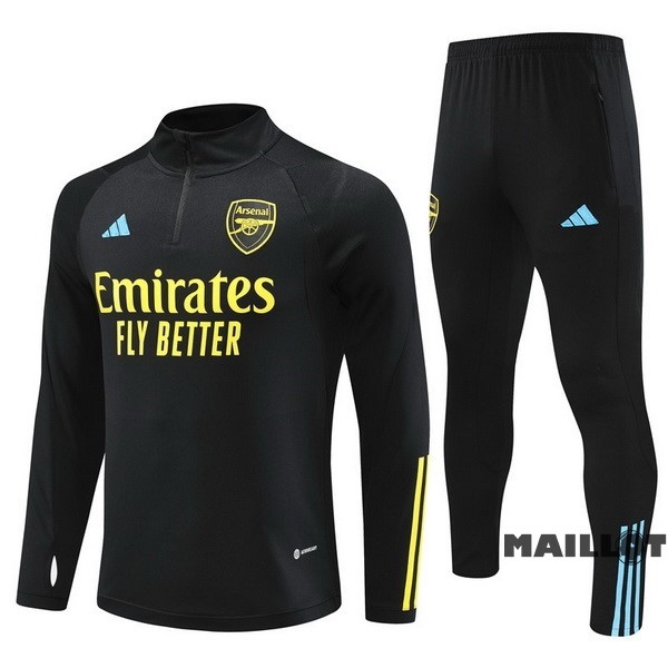 Foot Maillot Pas Cher Ensemble Complet Sudadera Entrainement Arsenal 2023 2024 Noir Jaune