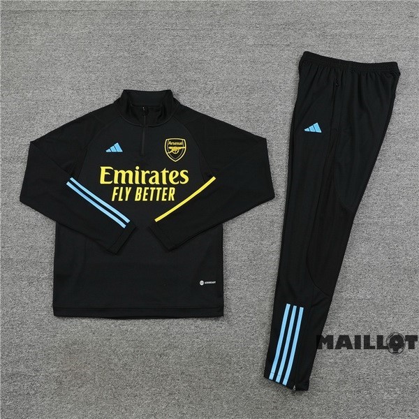 Foot Maillot Pas Cher Ensemble Complet Sudadera Entrainement Arsenal 2023 2024 Noir Jaune