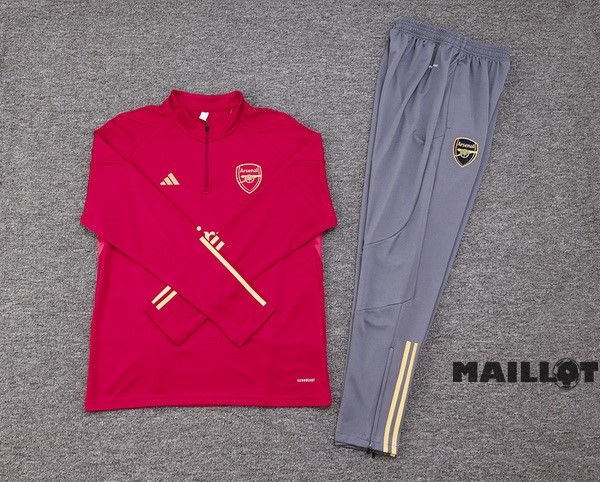 Foot Maillot Pas Cher Ensemble Complet Sudadera Entrainement Arsenal 2023 2024 Rouge Gris