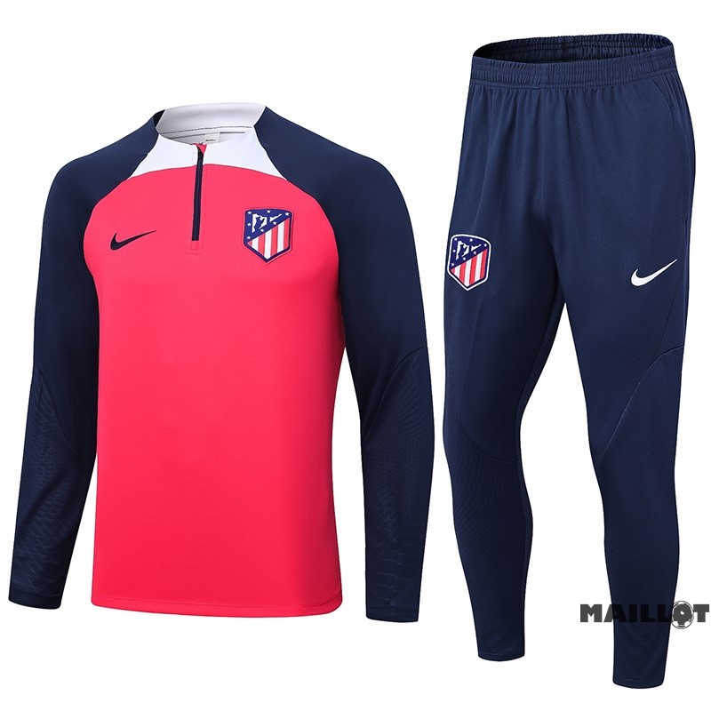 Foot Maillot Pas Cher Ensemble Complet Sudadera Entrainement Atlético Madrid Enfant 2023 2024 Rouge Bleu