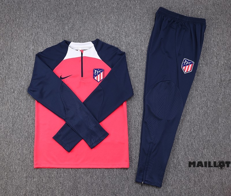 Foot Maillot Pas Cher Ensemble Complet Sudadera Entrainement Atlético Madrid Enfant 2023 2024 Rouge Bleu
