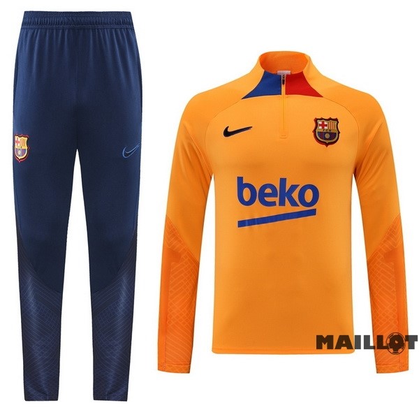 Foot Maillot Pas Cher Ensemble Complet Sudadera Entrainement Barcelona 2022 2023 Bleu Jaune