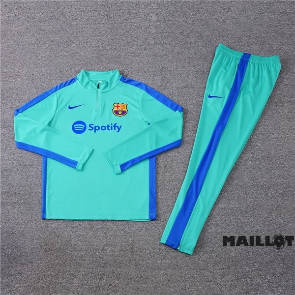 Foot Maillot Pas Cher Ensemble Complet Sudadera Entrainement Barcelona Enfant 2023 2024 Vert Bleu