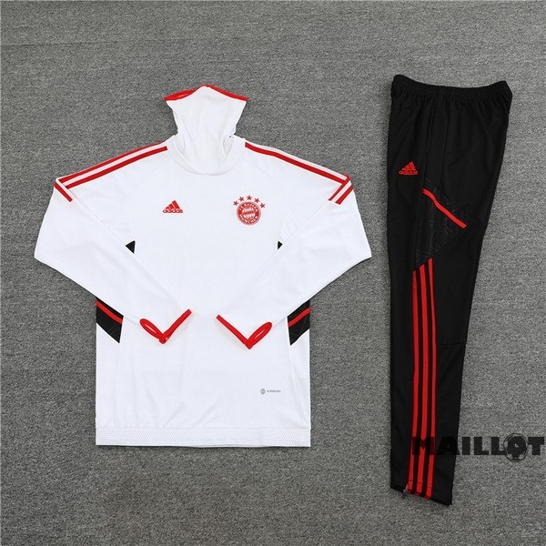 Foot Maillot Pas Cher Ensemble Complet Sudadera Entrainement Bayern Múnich 2022 2023 Blanc Noir