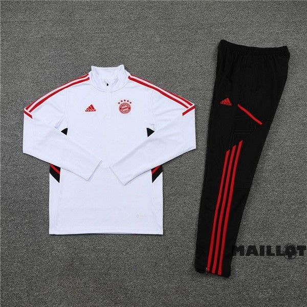 Foot Maillot Pas Cher Ensemble Complet Sudadera Entrainement Bayern Múnich 2022 2023 Blanc Noir