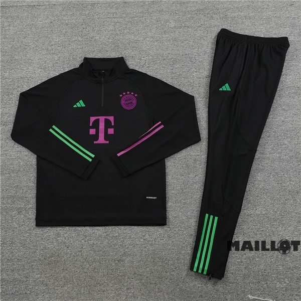 Foot Maillot Pas Cher Ensemble Complet Sudadera Entrainement Bayern Múnich 2023 2024 Noir Purpura
