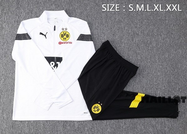 Foot Maillot Pas Cher Ensemble Complet Sudadera Entrainement Borussia Dortmund 2022 2023 Blanc Noir