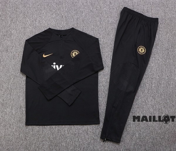 Foot Maillot Pas Cher Ensemble Complet Sudadera Entrainement Chelsea 2022 2023 Noir