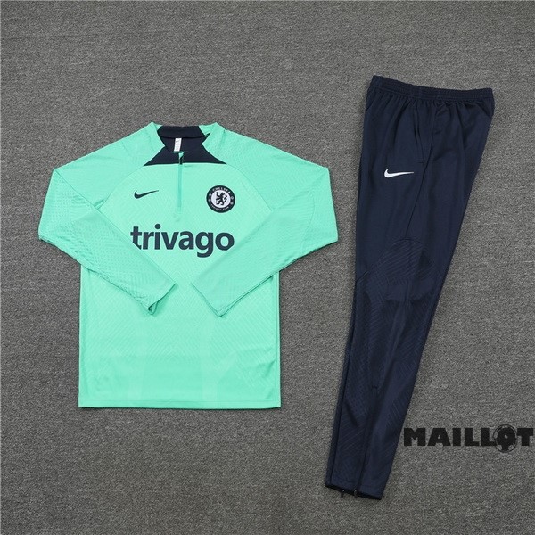 Foot Maillot Pas Cher Ensemble Complet Sudadera Entrainement Chelsea 2022 2023 Vert Bleu