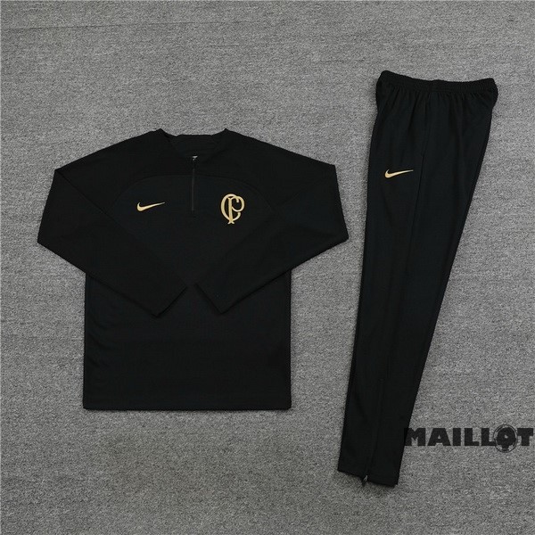 Foot Maillot Pas Cher Ensemble Complet Sudadera Entrainement Corinthians Paulista 2023 2024 I Noir