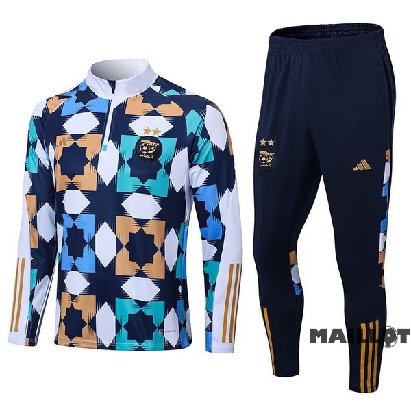 Foot Maillot Pas Cher Ensemble Complet Sudadera Entrainement Enfant Algérie 2022 Blanc Bleu