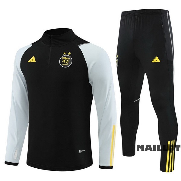Foot Maillot Pas Cher Ensemble Complet Sudadera Entrainement Enfant Algérie 2023 Noir Gris