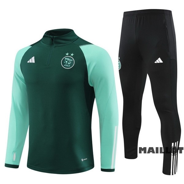 Foot Maillot Pas Cher Ensemble Complet Sudadera Entrainement Enfant Algérie 2023 Vert Noir