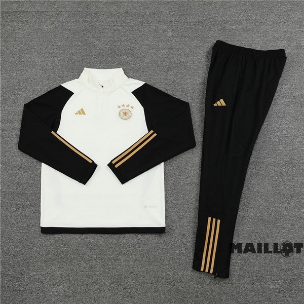 Foot Maillot Pas Cher Ensemble Complet Sudadera Entrainement Enfant Allemagne 2022 Blanc I Jaune Noir