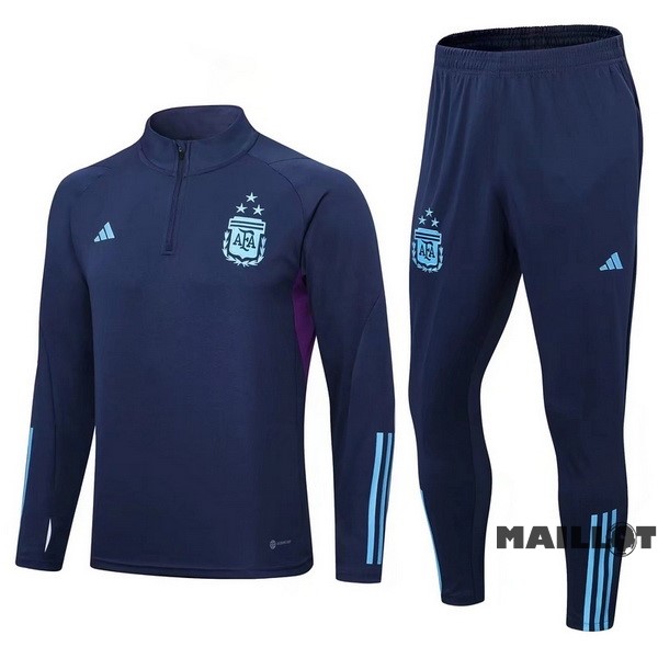 Foot Maillot Pas Cher Ensemble Complet Sudadera Entrainement Enfant Argentine 2023 Bleu Marine
