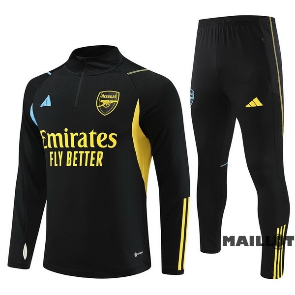 Foot Maillot Pas Cher Ensemble Complet Sudadera Entrainement Enfant Arsenal 2023 2024 Noir III Jaune