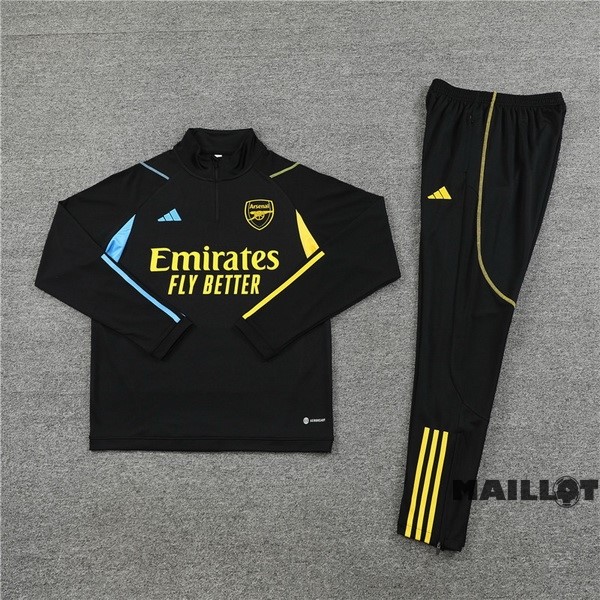Foot Maillot Pas Cher Ensemble Complet Sudadera Entrainement Enfant Arsenal 2023 2024 Noir III Jaune