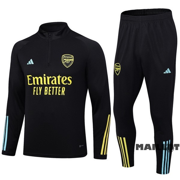 Foot Maillot Pas Cher Ensemble Complet Sudadera Entrainement Enfant Arsenal 2023 2024 Noir II Jaune