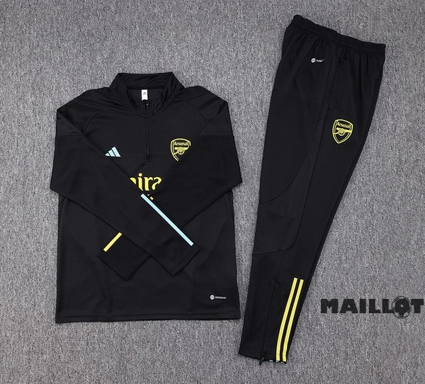 Foot Maillot Pas Cher Ensemble Complet Sudadera Entrainement Enfant Arsenal 2023 2024 Noir II Jaune