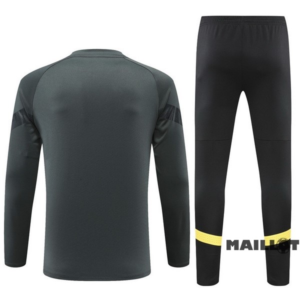 Foot Maillot Pas Cher Ensemble Complet Sudadera Entrainement Enfant Borussia Dortmund 2022 2023 Gris I Noir