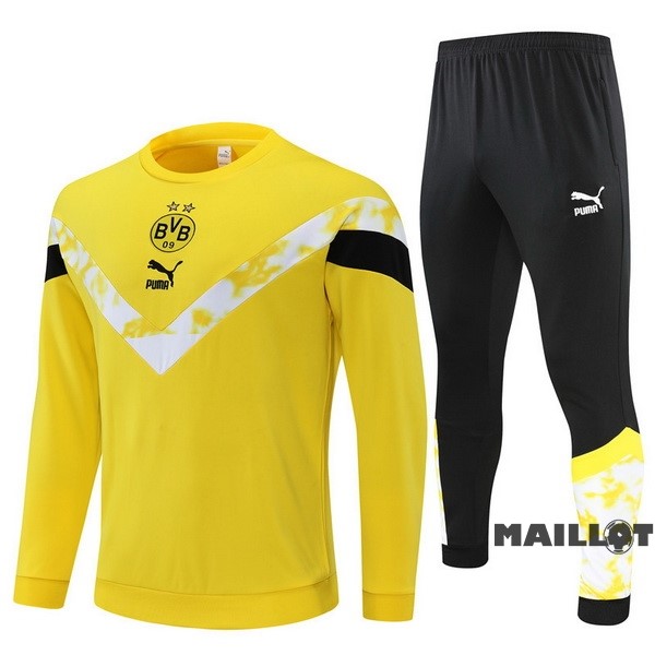 Foot Maillot Pas Cher Ensemble Complet Sudadera Entrainement Enfant Borussia Dortmund 2022 2023 Jaune III Noir