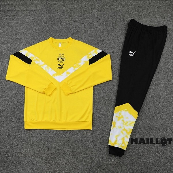 Foot Maillot Pas Cher Ensemble Complet Sudadera Entrainement Enfant Borussia Dortmund 2022 2023 Jaune III Noir
