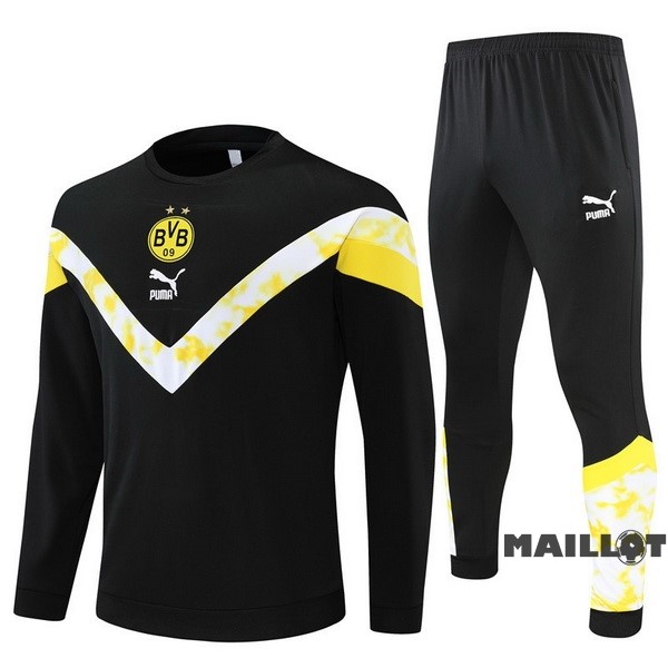 Foot Maillot Pas Cher Ensemble Complet Sudadera Entrainement Enfant Borussia Dortmund 2022 2023 Noir Jaune