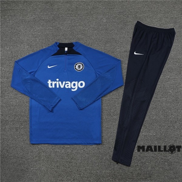 Foot Maillot Pas Cher Ensemble Complet Sudadera Entrainement Enfant Chelsea 2022 2023 Bleu