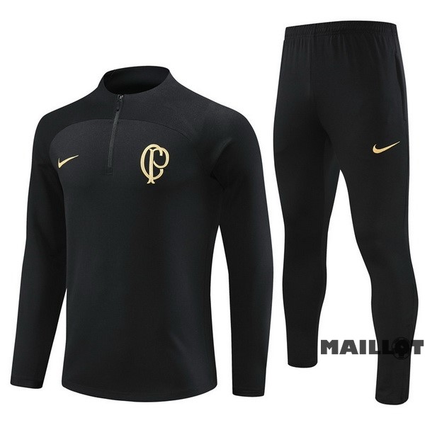 Foot Maillot Pas Cher Ensemble Complet Sudadera Entrainement Enfant Corinthians Paulista 2023 2024 I Noir