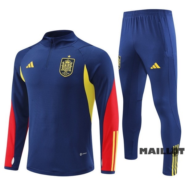 Foot Maillot Pas Cher Ensemble Complet Sudadera Entrainement Enfant Espagne 2022 Bleu II Marine