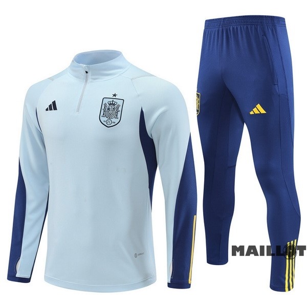 Foot Maillot Pas Cher Ensemble Complet Sudadera Entrainement Enfant Espagne 2022 Bleu I Clair