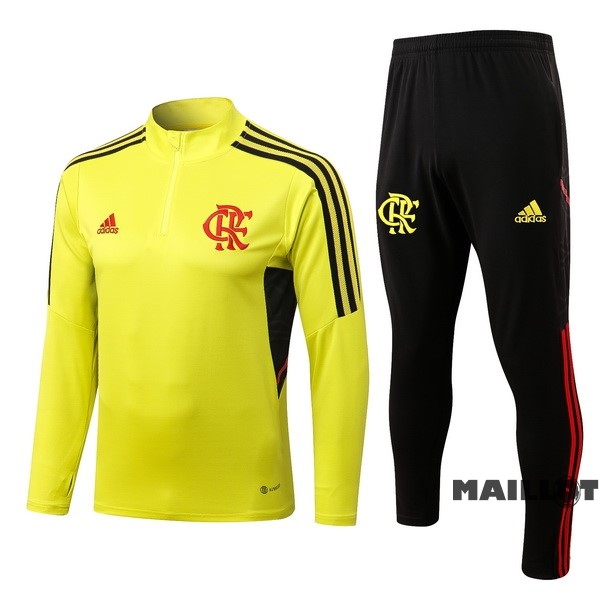 Foot Maillot Pas Cher Ensemble Complet Sudadera Entrainement Enfant Flamengo 2022 2023 Jaune Noir