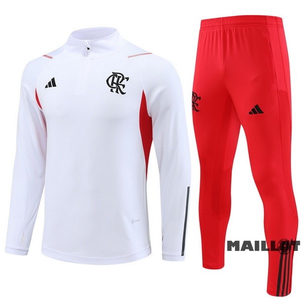 Foot Maillot Pas Cher Ensemble Complet Sudadera Entrainement Enfant Flamengo 2023 2024 Blanc I Rouge