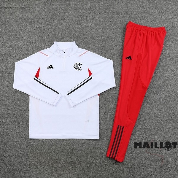 Foot Maillot Pas Cher Ensemble Complet Sudadera Entrainement Enfant Flamengo 2023 2024 Blanc I Rouge
