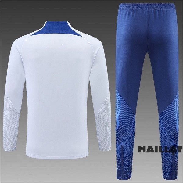 Foot Maillot Pas Cher Ensemble Complet Sudadera Entrainement Enfant France 2022 Blanc II Bleu