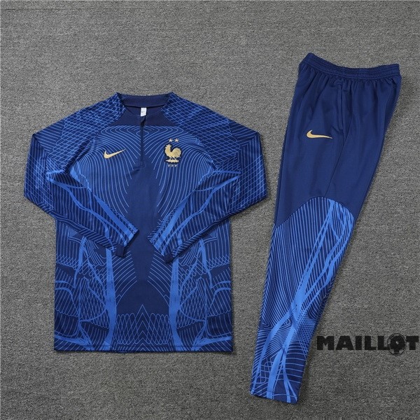 Foot Maillot Pas Cher Ensemble Complet Sudadera Entrainement Enfant France 2022 Bleu I Marine