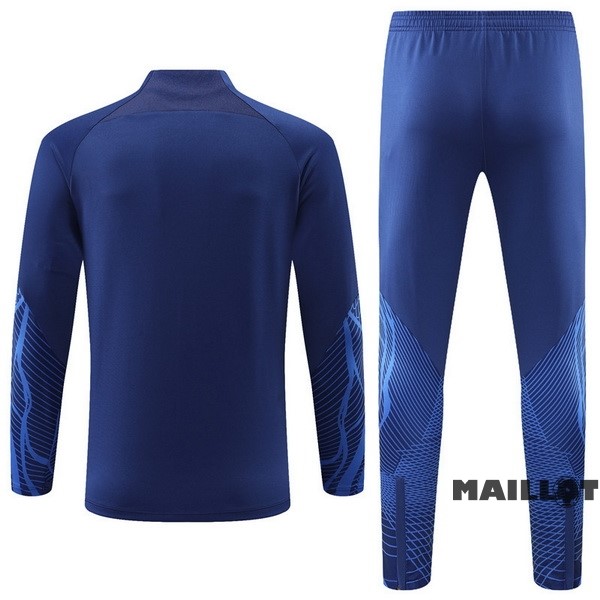 Foot Maillot Pas Cher Ensemble Complet Sudadera Entrainement Enfant France 2022 Bleu Marine