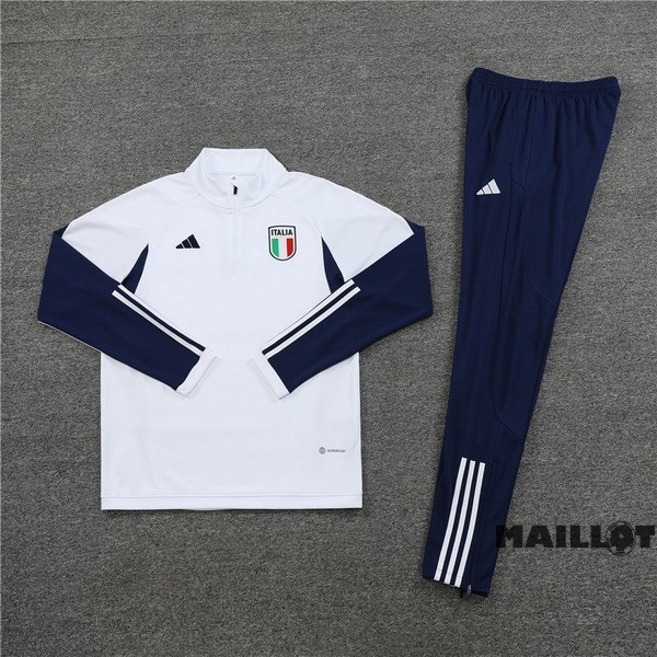 Foot Maillot Pas Cher Ensemble Complet Sudadera Entrainement Enfant Italie 2023 Blanc Bleu