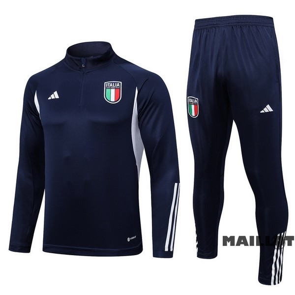 Foot Maillot Pas Cher Ensemble Complet Sudadera Entrainement Enfant Italie 2023 Bleu II Marine