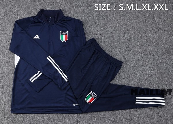 Foot Maillot Pas Cher Ensemble Complet Sudadera Entrainement Enfant Italie 2023 Bleu II Marine