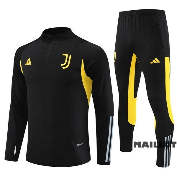 Foot Maillot Pas Cher Ensemble Complet Sudadera Entrainement Enfant Juventus 2023 2024 Noir Jaune