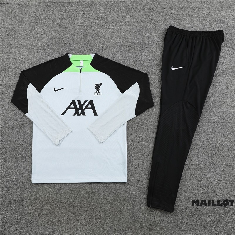 Foot Maillot Pas Cher Ensemble Complet Sudadera Entrainement Enfant Liverpool 2023 2024 Gris I Noir Vert