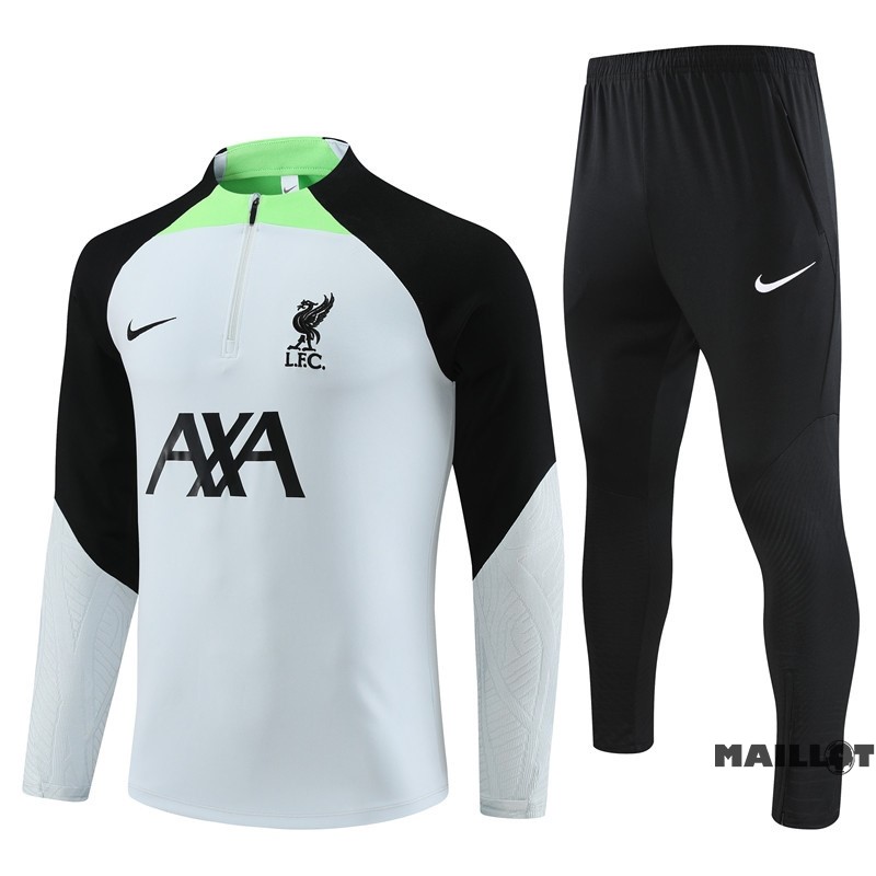 Foot Maillot Pas Cher Ensemble Complet Sudadera Entrainement Enfant Liverpool 2023 2024 Gris Noir Vert