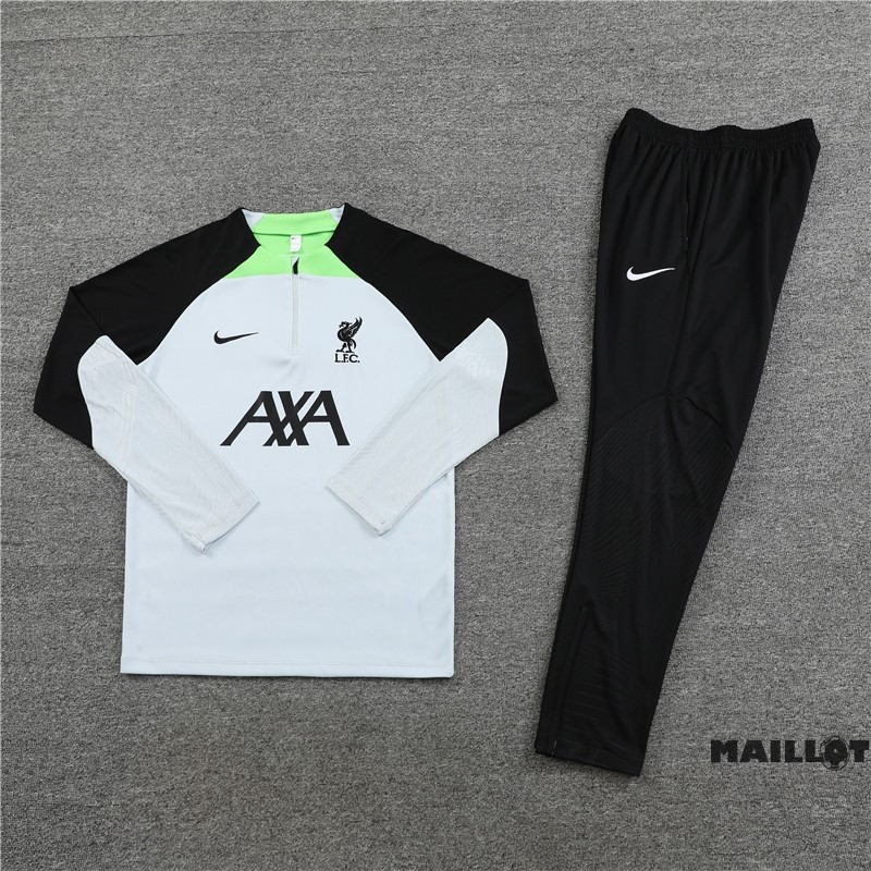 Foot Maillot Pas Cher Ensemble Complet Sudadera Entrainement Enfant Liverpool 2023 2024 Gris Noir Vert