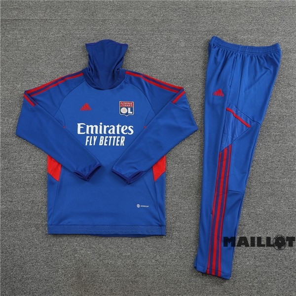 Foot Maillot Pas Cher Ensemble Complet Sudadera Entrainement Enfant Lyon 2022 2023 Bleu