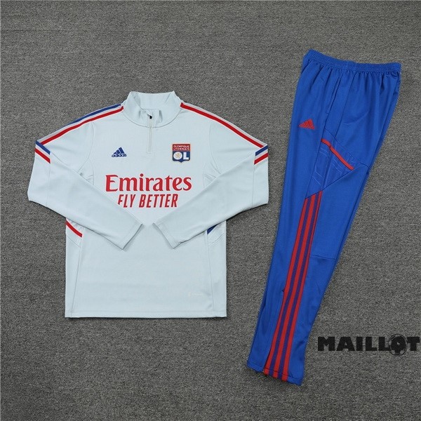 Foot Maillot Pas Cher Ensemble Complet Sudadera Entrainement Enfant Lyon 2022 2023 Gris Bleu