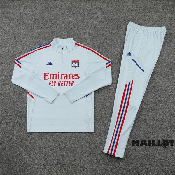 Foot Maillot Pas Cher Ensemble Complet Sudadera Entrainement Enfant Lyon 2022 2023 Gris Clair