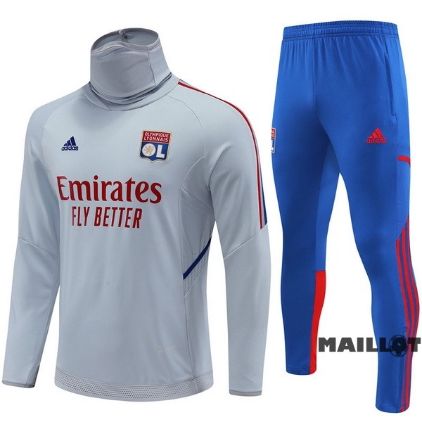 Foot Maillot Pas Cher Ensemble Complet Sudadera Entrainement Enfant Lyon 2022 2023 Gris I Bleu