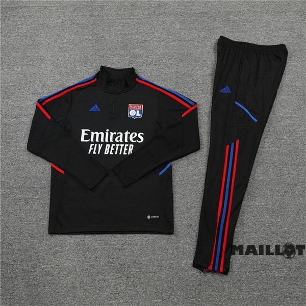 Foot Maillot Pas Cher Ensemble Complet Sudadera Entrainement Enfant Lyon 2022 2023 Noir